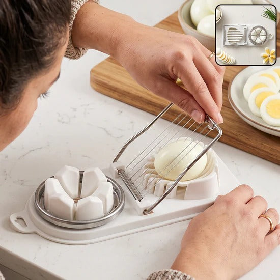 2 in 1 Egg Slicer and Egg Cutter with Stainless Steel Wires for Hard Boiled Eggs Fruits and Soft Food Slicing (1 Pc)