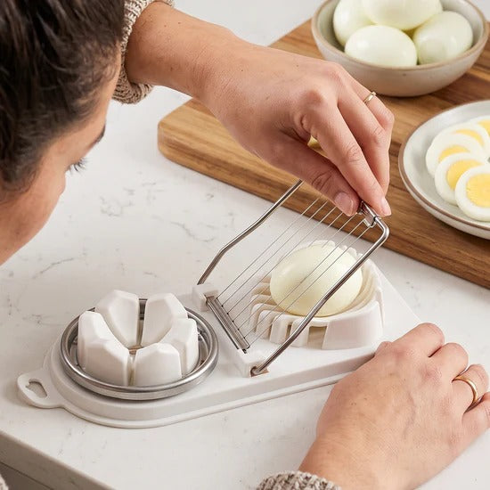 2 in 1 Egg Slicer and Egg Cutter with Stainless Steel Wires for Hard Boiled Eggs Fruits and Soft Food Slicing (1 Pc)