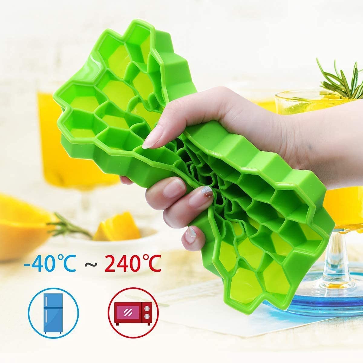 Flexible Silicone Honeycomb Ice Cube Tray, 37 Cavity Ice Cube Mold for Freezer, Food Grade Easy Release Ice Tray (1 Pc)
