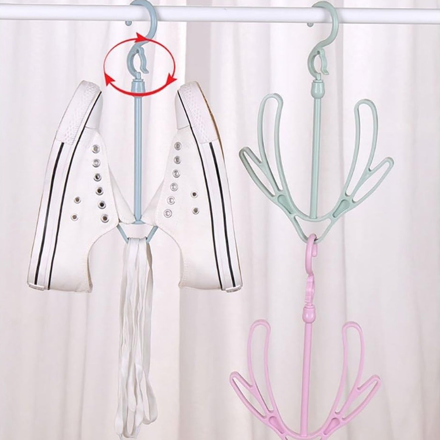 Rotatable Shoes Drying Hanger PP Shoe Hanging Rack for Balcony Closet Laundry and Storage Organizer (1 Pc)