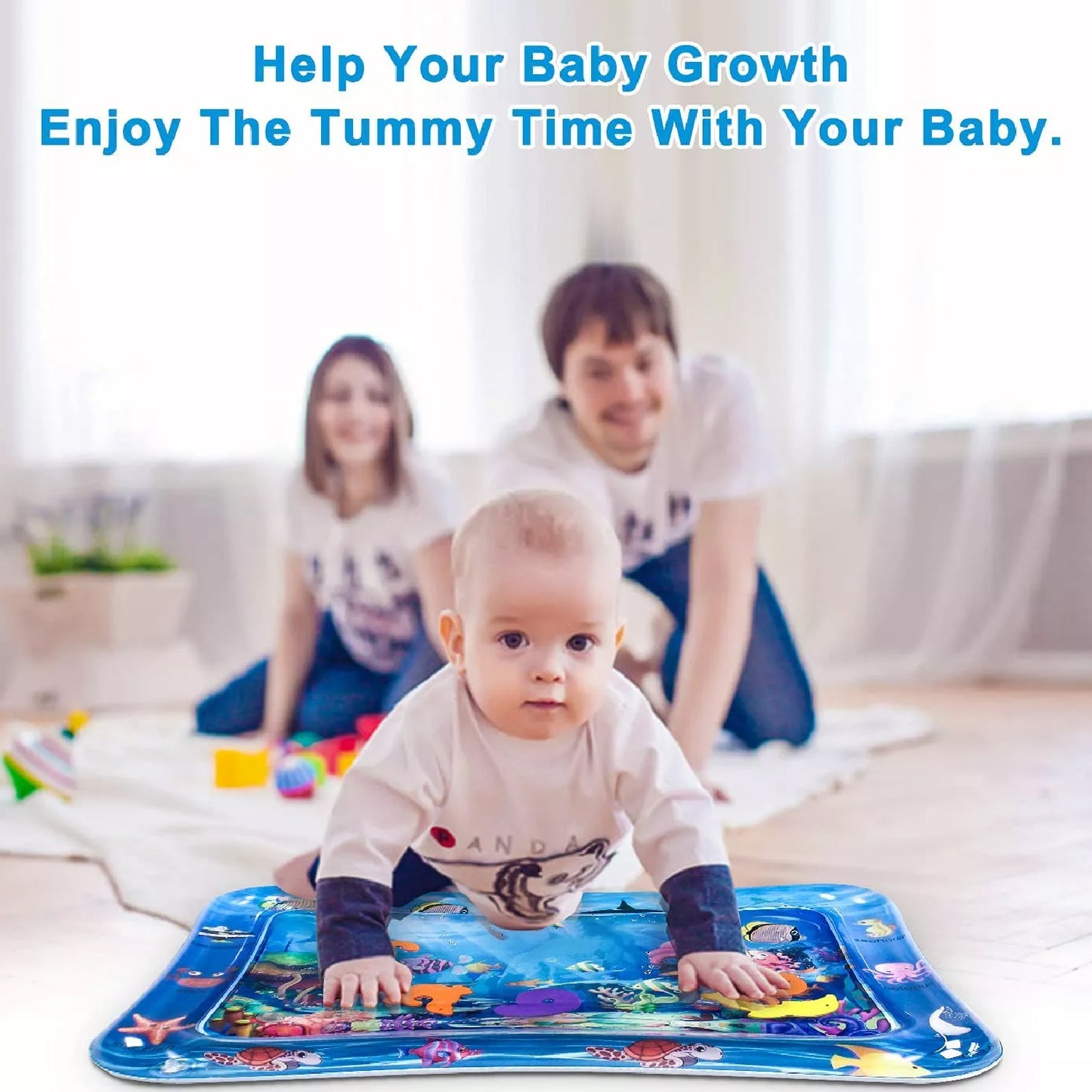 Baby Water Mat Inflatable Tummy Time Play Mat Activity Center for Infants 3 to 15 Months Sensory Development Toy (Assorted Design)