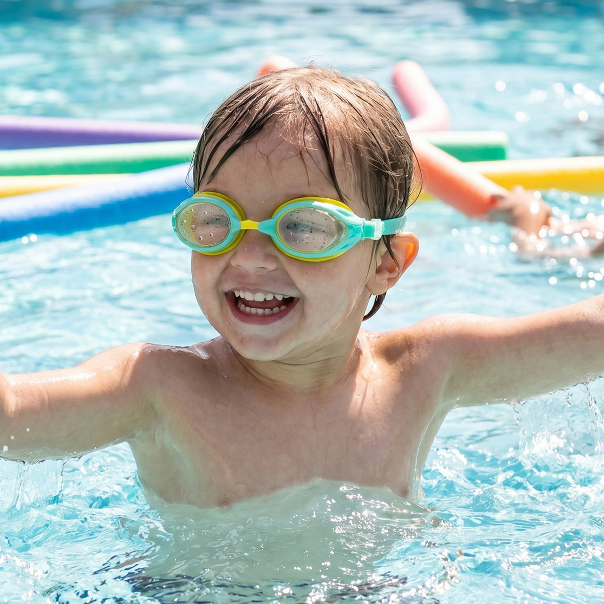 Kids Dual Colour Swimming Goggles with Anti-Fog Lenses and Adjustable Strap for Pool Activities