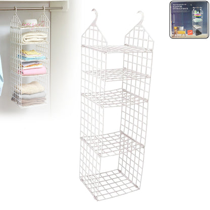 Multipurpose 5 Layer Folding Clothes Storage Rack Hanging Wardrobe Organizer for Socks Scarves T Shirts Pants and Closet Storage (1 Pc)