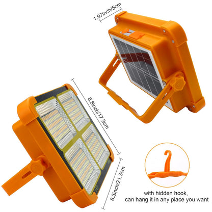 Solar LED Flood Light – 4 Panel High Power Rechargeable Outdoor Lamp with USB Charging (1 Pc)