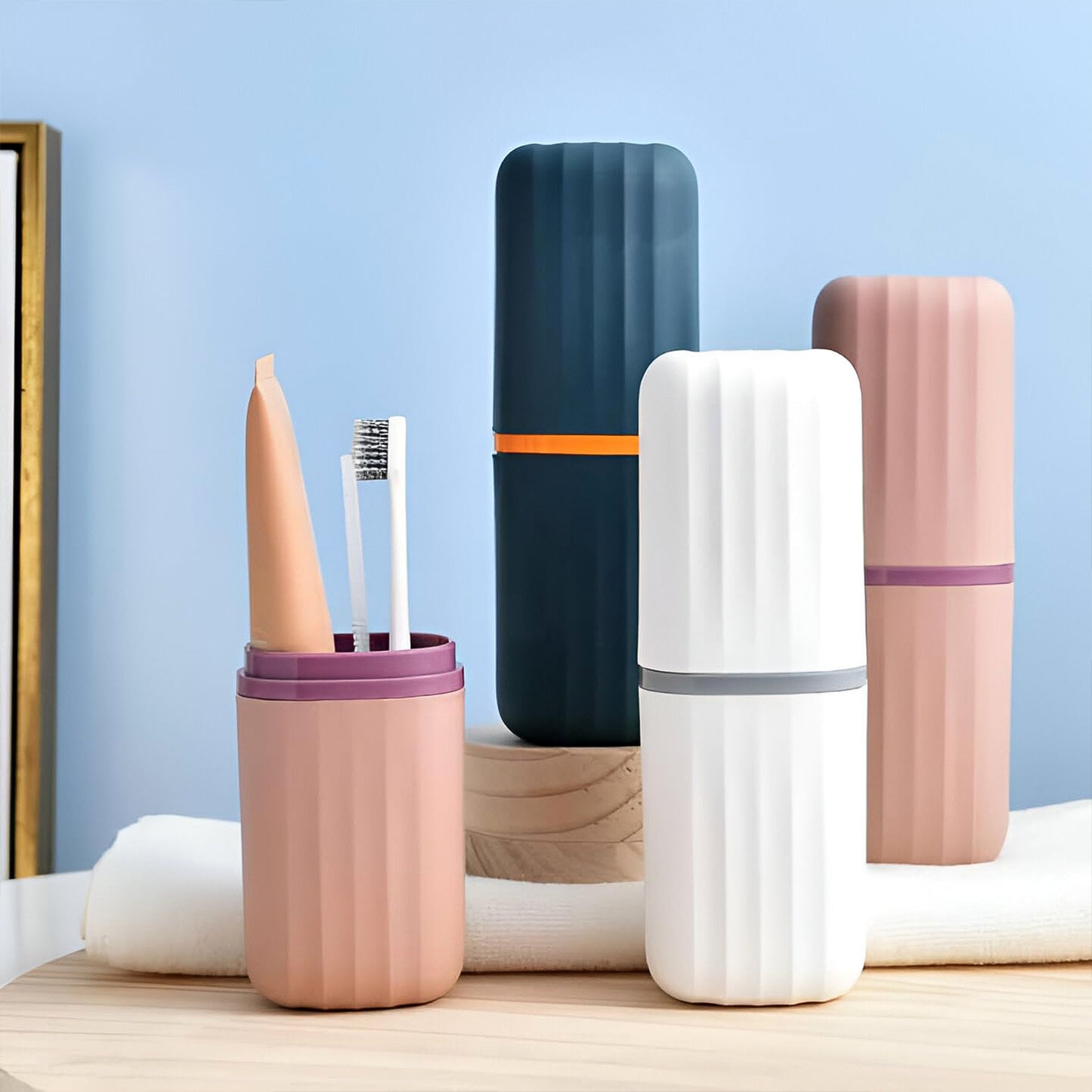 Multifunction Portable Travel Toothbrush Case Toothbrush and Toothpaste Holder Travel Toothbrush Storage Box, Portable (2 Pc)