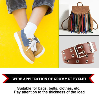 Grommet Setting Tool Kit with 25 Gold Eyelets | Steel Hole Punch and Eyelet Setter for Leather, Canvas, Fabric, Bags, Shoes, Belts and DIY Crafts