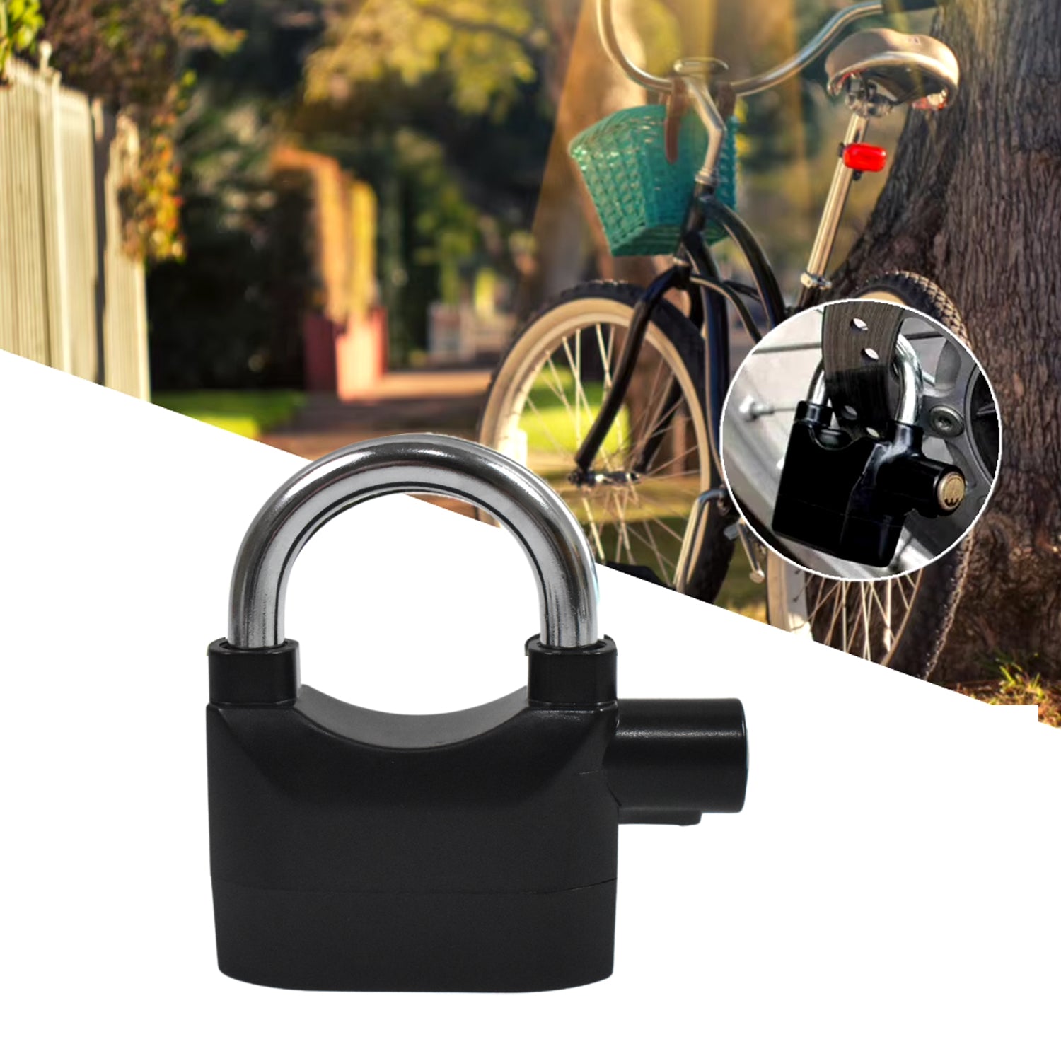 Anti Theft Siren Alarm Padlock Waterproof Security Lock with Loud Alarm and 3 Keys for Bike, Gate, Garage, Shutter and Toolbox (1 Set)