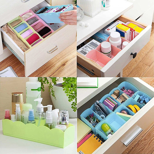 Clear Plastic Dividers Tray Organizer with Multiple Compartments Storage Case for Beads Jewelry Craft Supplies Sewing Accessories Small Parts and Hardware (Multicolour, 1 Pc)