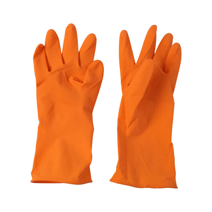 Medium Victor Orange Rubber Cleaning Gloves for Dishwashing and Household Cleaning, Reusable Waterproof Gloves for Kitchen, Bathroom and Daily Chores (1 Pair)