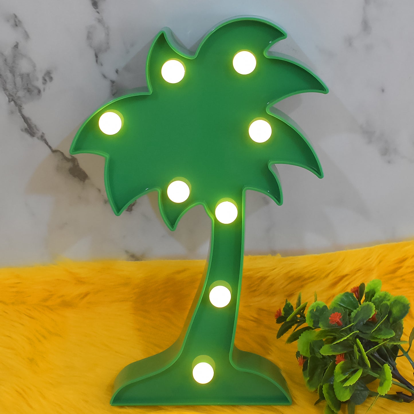 LED Coconut Tree Night Light Table Lamp with Marble Base Romantic Decorative Lamp for Bedroom Living Room Christmas Home Decor 1 Piece