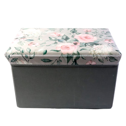 Premium Foldable Storage Box with Floral Lid – Multi-Purpose Organizer Basket for Clothes, Toys, Books & Home Essentials (48x30 cm)