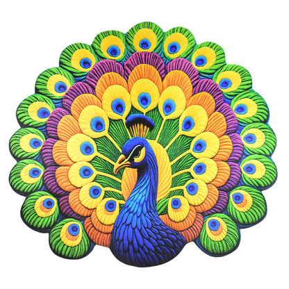 Peacock Design Anti-slip Floor Mat - (1 Pc) Soft Velvet Touch, Quick-Dry, Easy-Clean Home Decor Rug