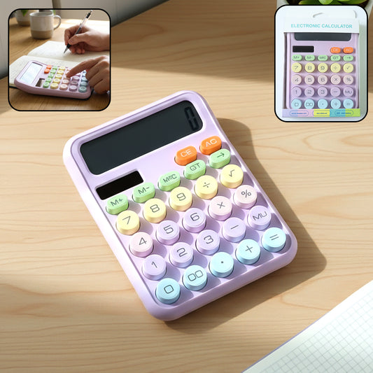 Electronic Desktop Calculator with Large Display and Soft Multicolor Keys Battery Operated Calculator for Office School Home and Shop Use (1 Pc)