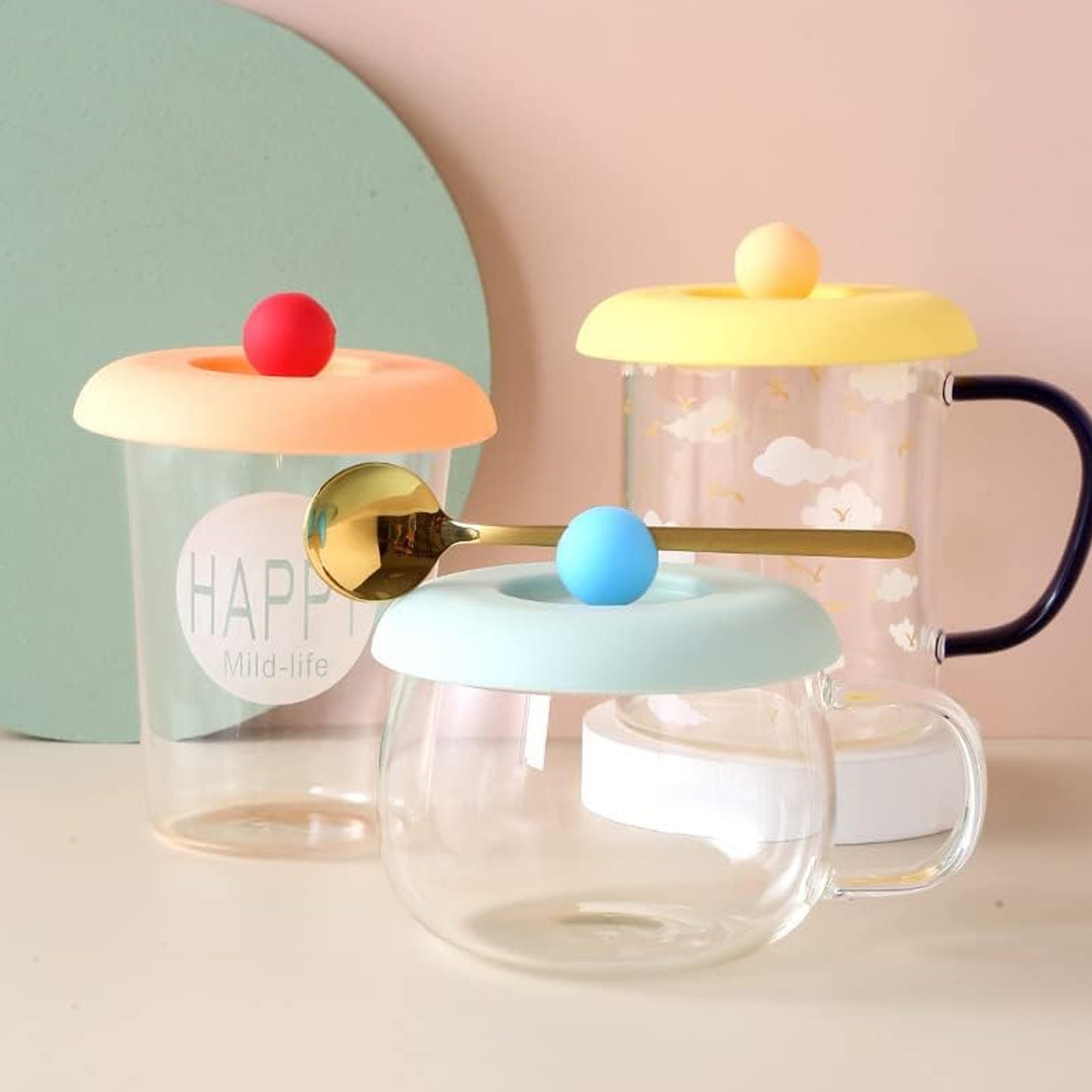 Cup /Mug Lid Dust Proof Silicone Rubber Airtight Seal Food Grade for Mug, Tea Cup and Coffee Cup (Cup and Spoon Not Included) Only Lid / 1 Pc
