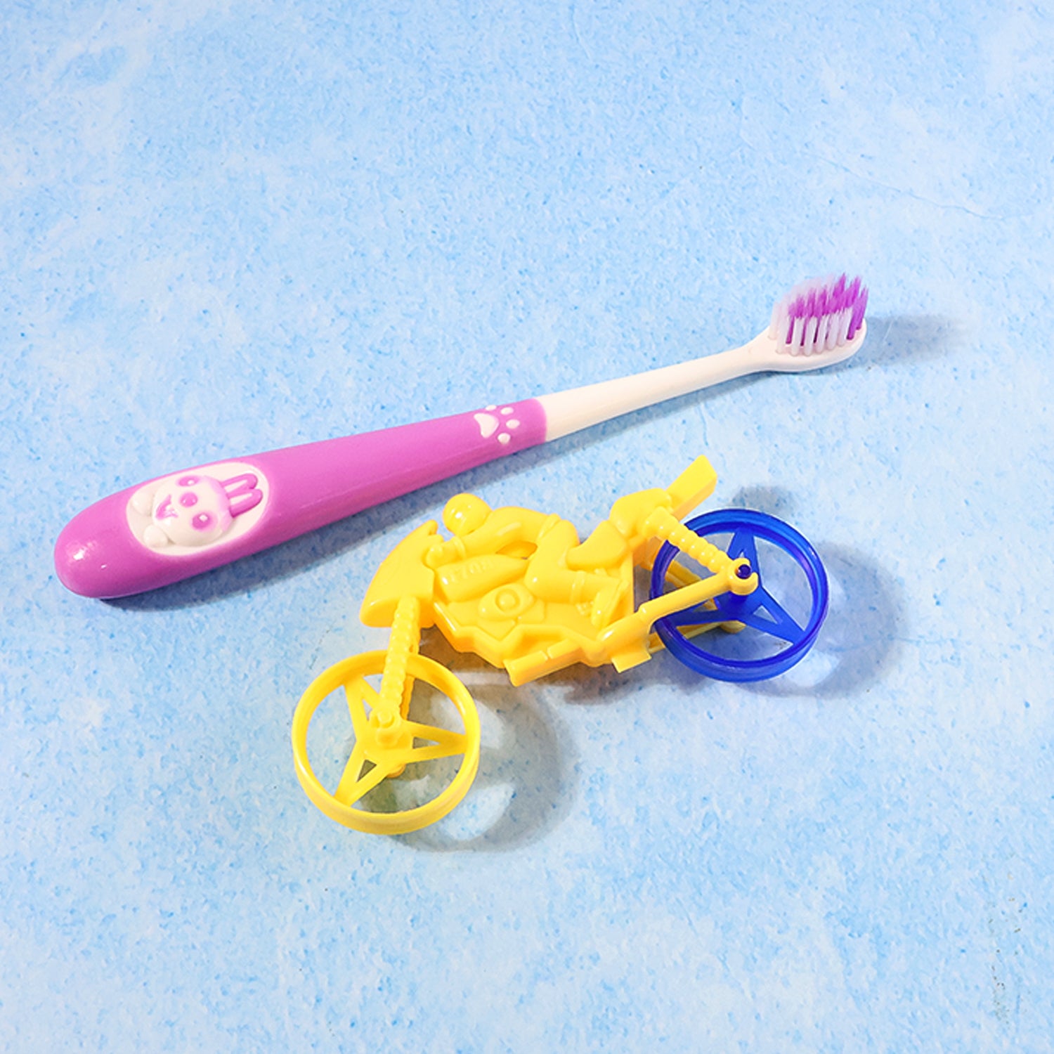 Kids Toothbrush and Bike Toy Set – Fun and Interactive Oral Care Combo for Kids | Includes Panda-Themed Toothbrush and Motorcycle Toy | Perfect for Little Ones