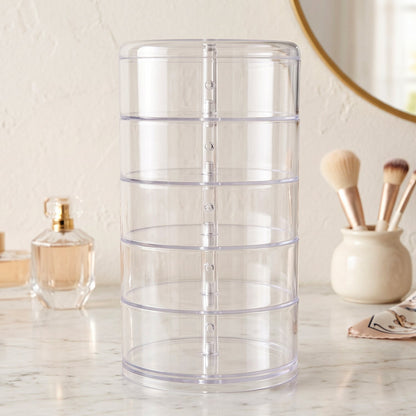 5 Layer Rotating Jewelry Storage Box Transparent Organizer for Rings Earrings Necklaces Bracelets and Watches (1 Pc)