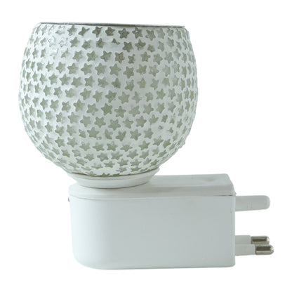 Premium Plug In Star Cut Glass Aroma Diffuser Night Lamp with Warm Ambient Glow Electric Fragrance Oil Burner for Bedroom Living Room Hallway and Home Decor 1 Piece