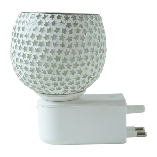 Premium Plug In Star Cut Glass Aroma Diffuser Night Lamp with Warm Ambient Glow Electric Fragrance Oil Burner for Bedroom Living Room Hallway and Home Decor 1 Piece