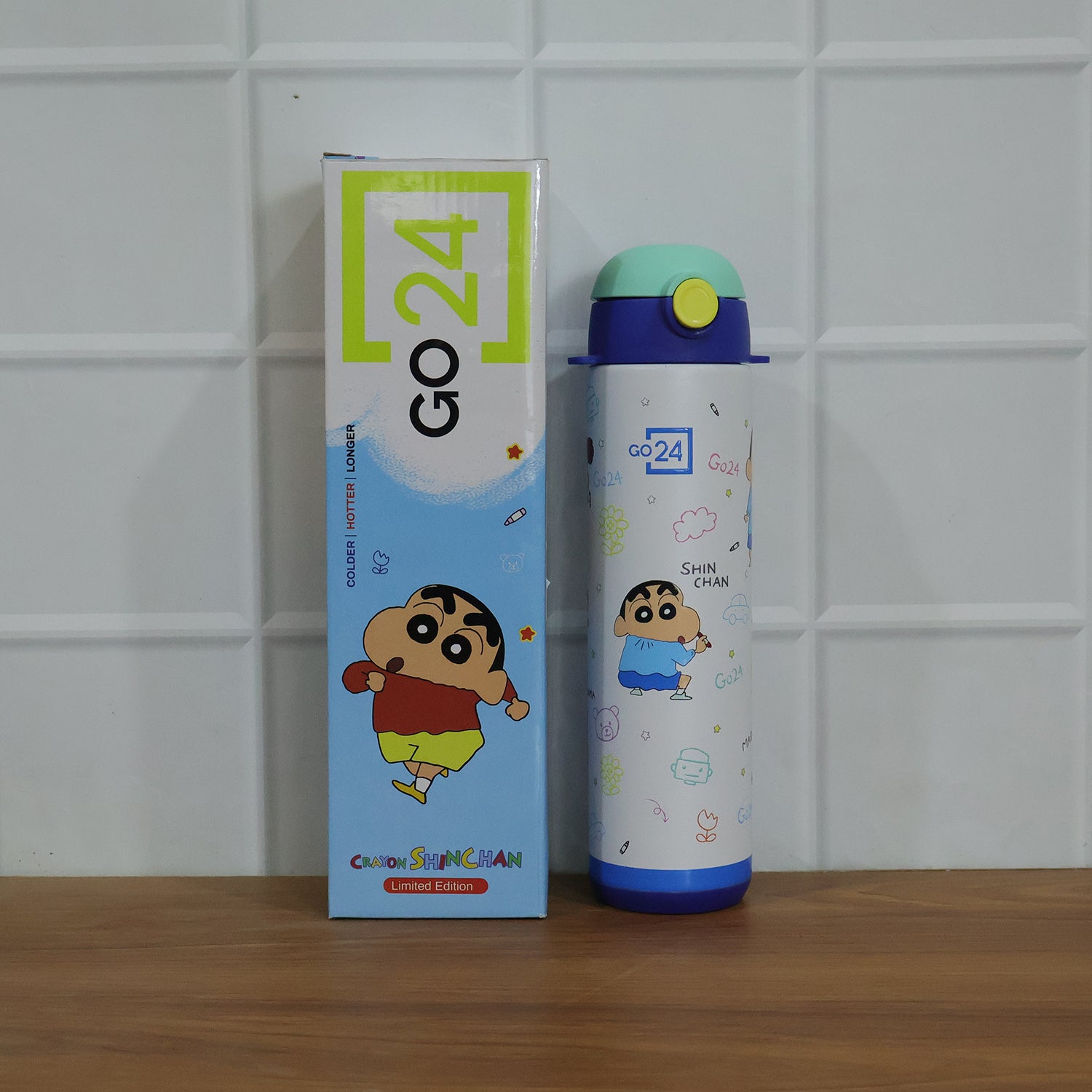 Pexpo Kids Stainless Steel School Water Bottle 500 ML Leakproof Cartoon Printed Sipper Bottle with Carry Strap for School Travel and Daily Use