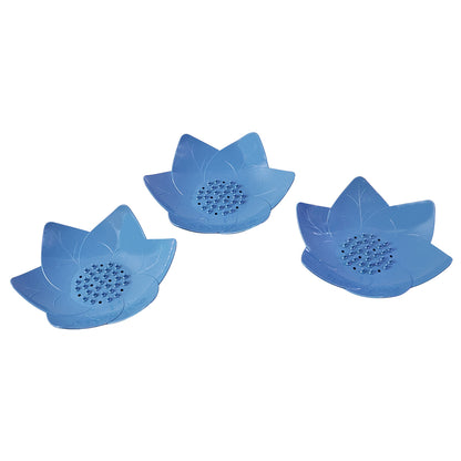 Supermom 3-Piece Lotus Blossom Soap Holder Set for Bathroom, Kitchen Sink &; Washbasin | Fast-Drain Floral Soap Dish, Non-Slip Hygienic Decorative Soap Stand (3 Pcs)