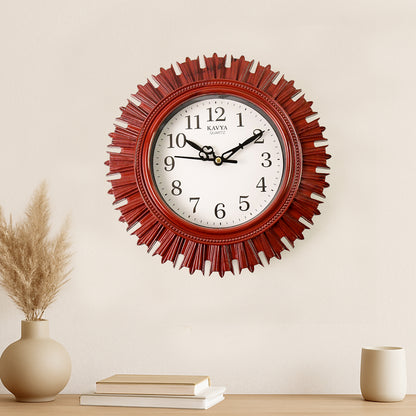 Wooden Look Designer Wall Clock Battery Operated Silent Analog Round Decorative Wall Clock for Living Room, Kitchen, Bedroom, Office and Home Décor