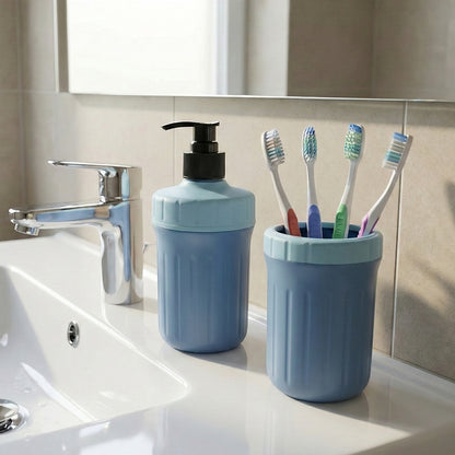 Multipurpose Soap Dispenser with Utility Holder for Kitchen & Bathroom Use – Hand Pump Liquid Dispenser and Storage Holder Set (1 Set)