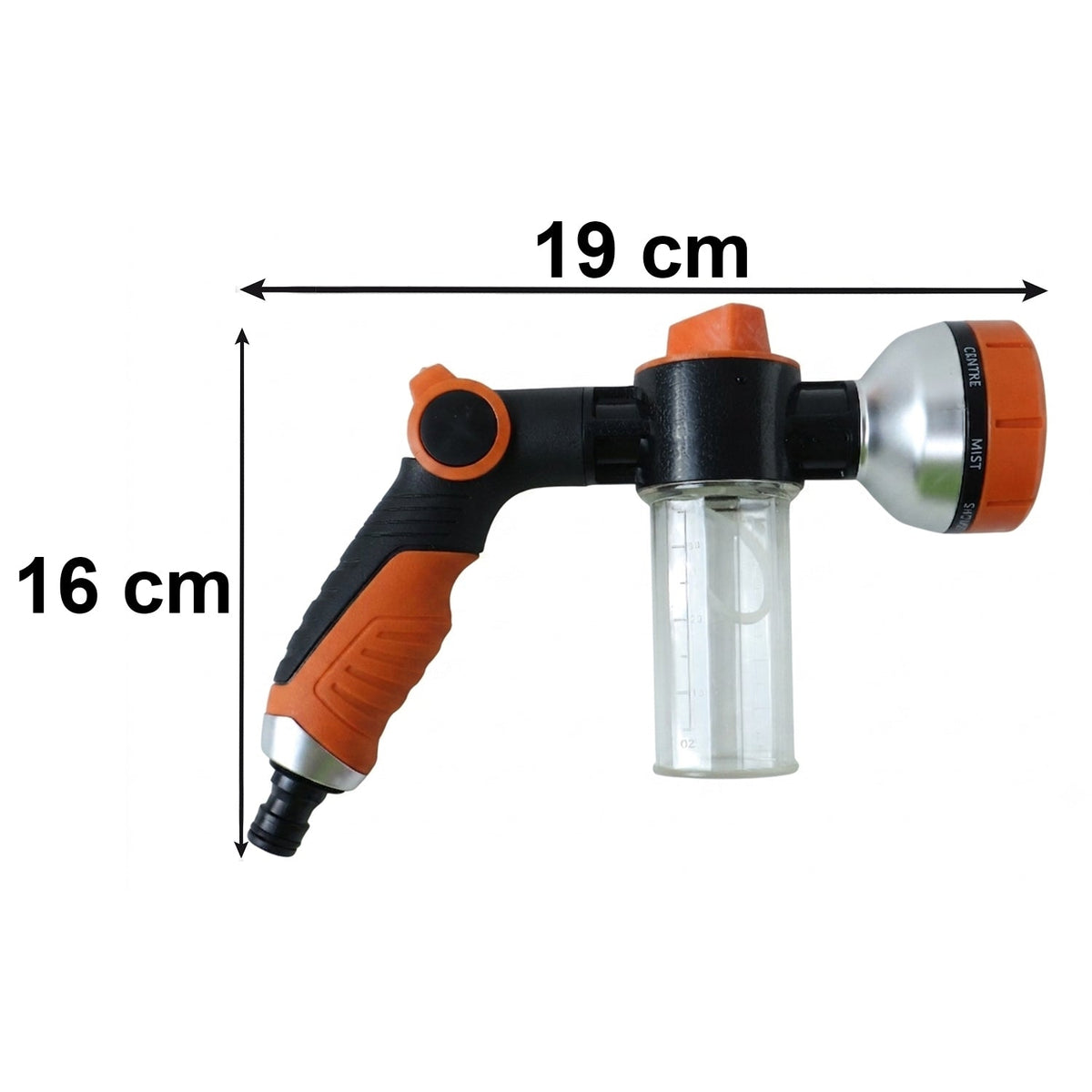 Adjustable Hose Spray Nozzle with Foam Soap Bottle | Multi-Pattern Water Spray Gun for Car Washing, Garden Watering and Outdoor Cleaning