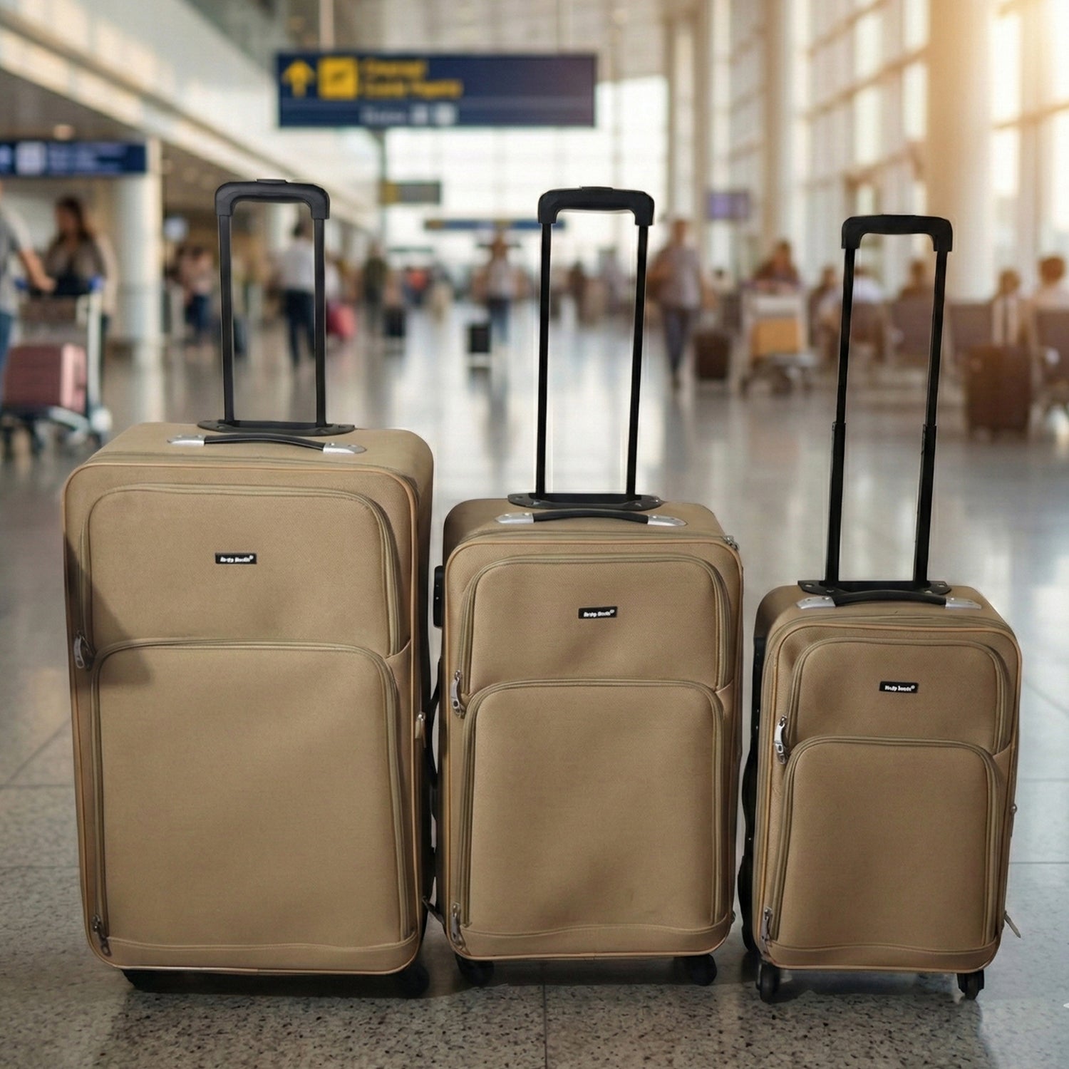 3 Piece Soft Side Trolley Luggage Set with Smooth Rolling Wheels Retractable Handle Travel Suitcase Set for Family Business and Vacation Travel