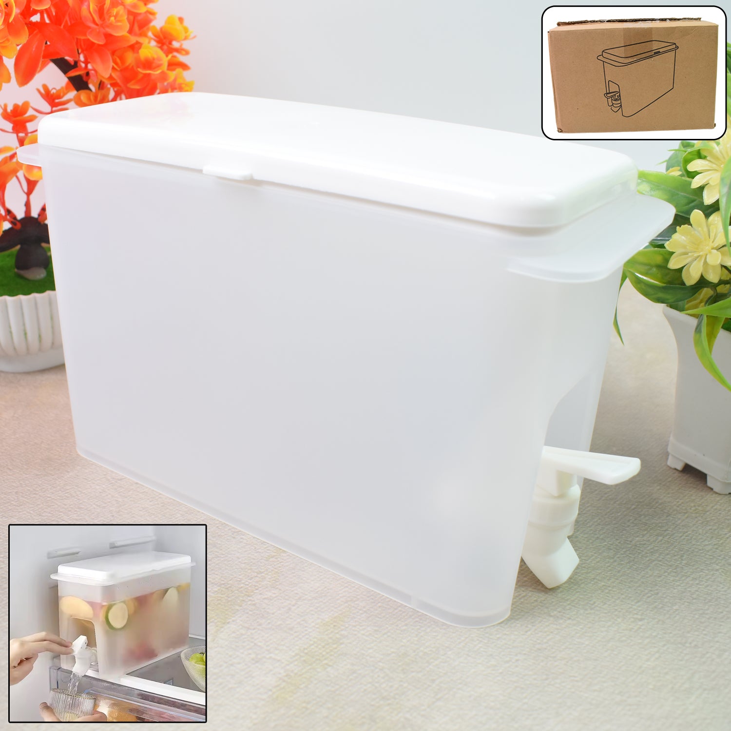 Drink Dispenser Portable Water Jug with Faucet 3.5 Litre Refrigerator Beverage Dispenser for Juice Lemonade and Cold Drinks