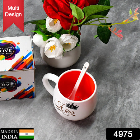 Multi Design Ceramic Coffee Mug with Spoon and Gift Box Packing Microwave Safe Tea and Coffee Mug for Gifting