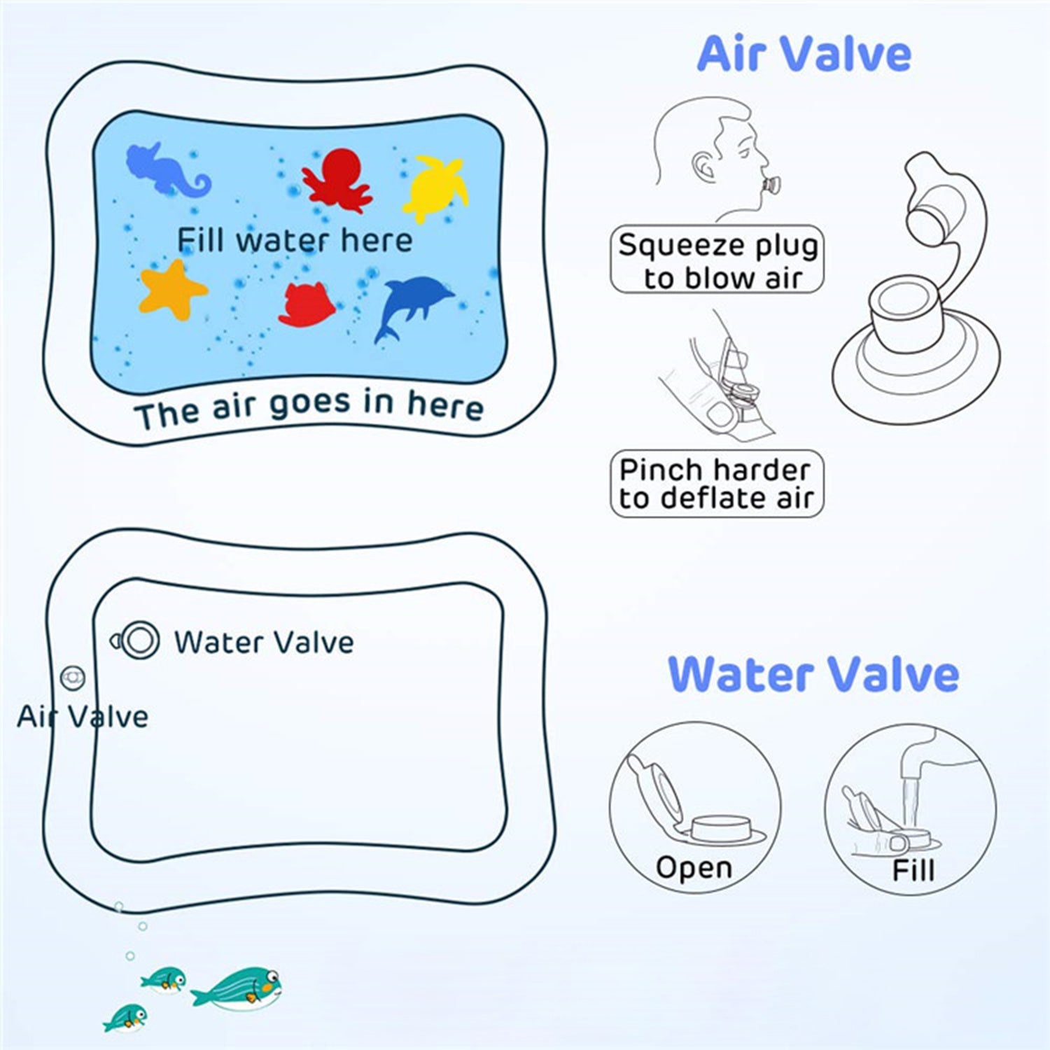Baby Water Mat Inflatable Tummy Time Play Mat Activity Center for Infants 3 to 15 Months Sensory Development Toy (Assorted Design)