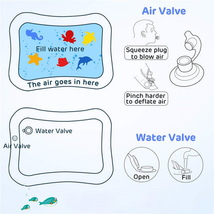 Baby Water Mat Inflatable Tummy Time Play Mat Activity Center for Infants 3 to 15 Months Sensory Development Toy (Assorted Design)