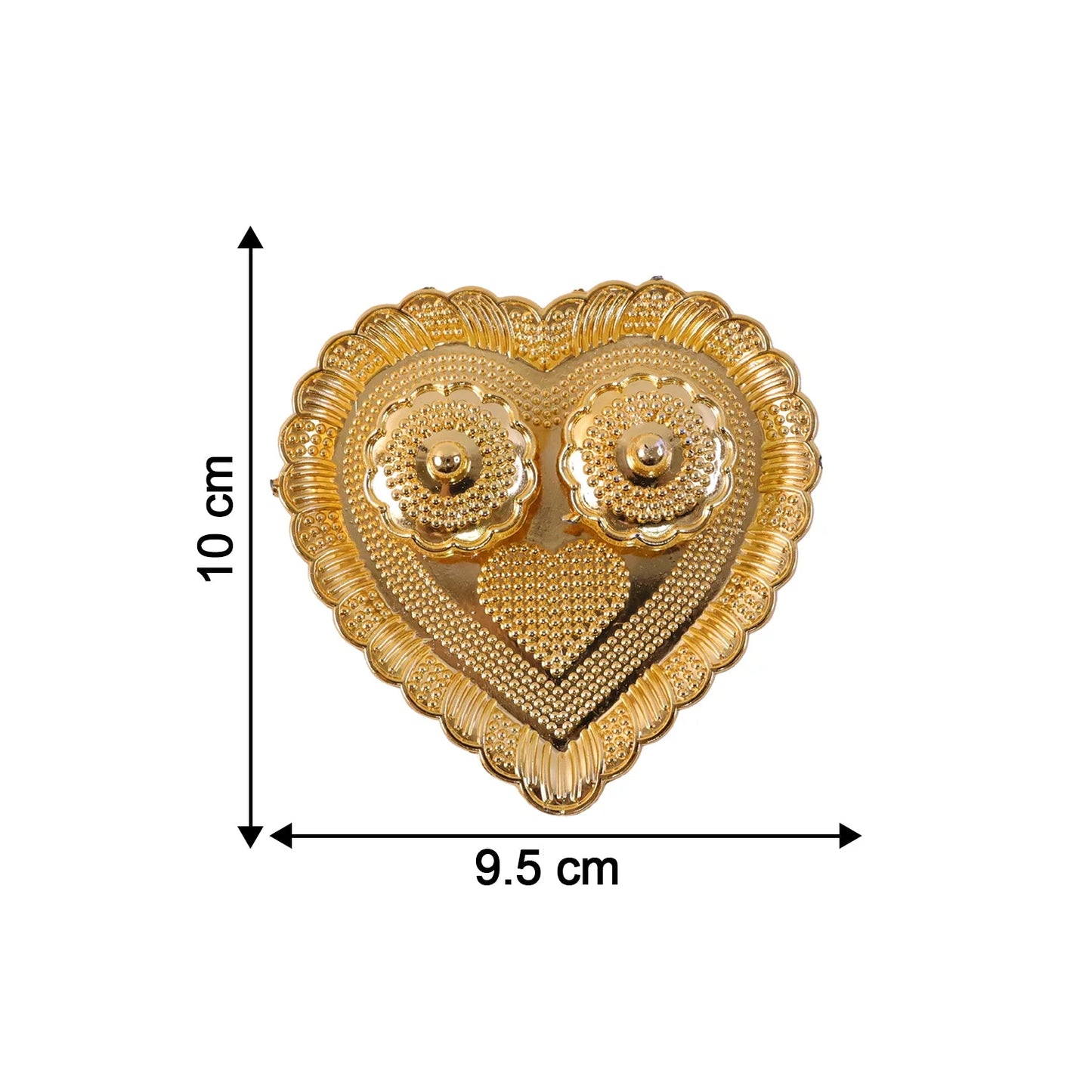 Heart Shaped Kankavati Kumkum Holder, Decorative Golden Roli Chawal Box with Lidded Containers for Puja, Tilak, Home Temple and Festive Rituals (1 Pc)