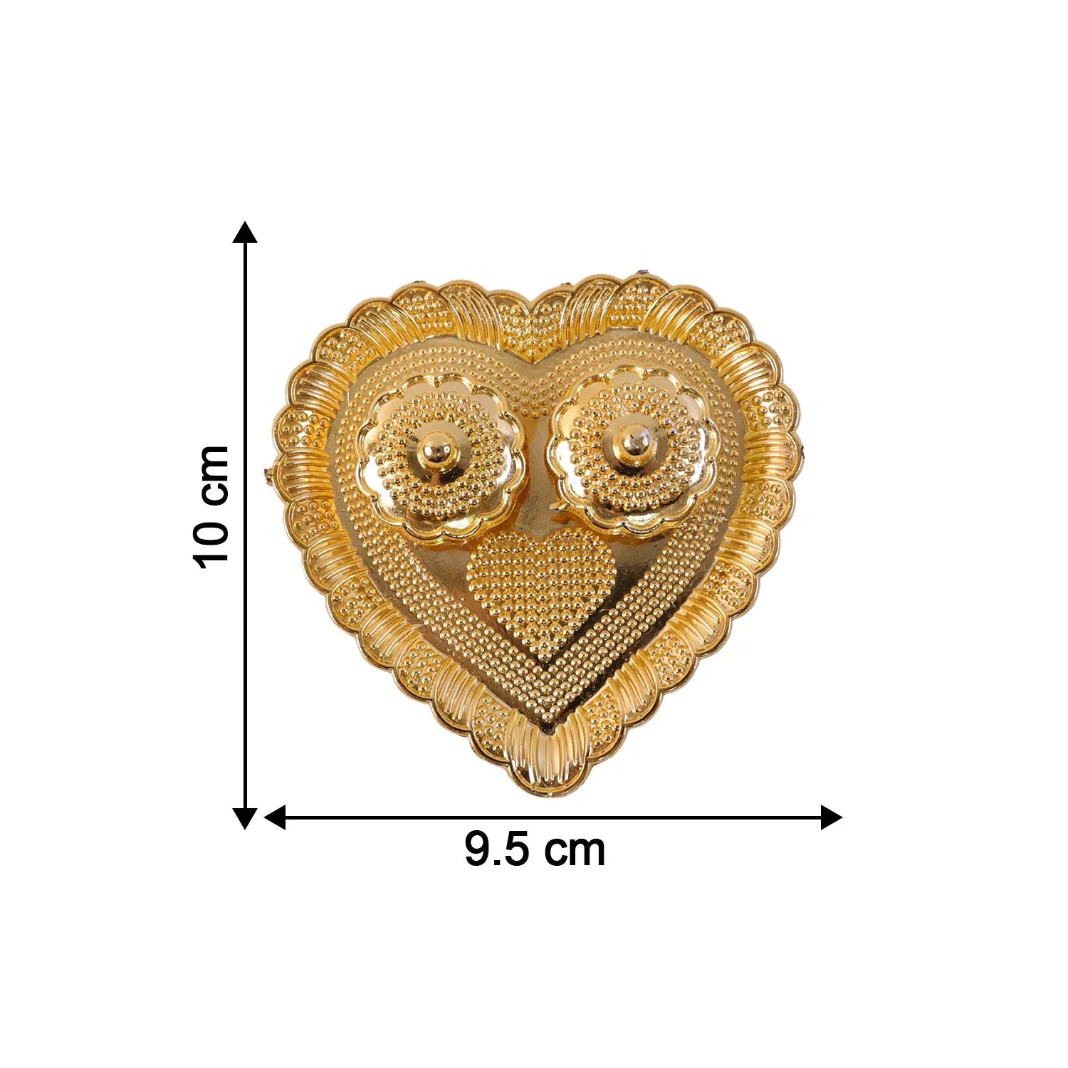 Heart Shaped Kankavati Kumkum Holder, Decorative Golden Roli Chawal Box with Lidded Containers for Puja, Tilak, Home Temple and Festive Rituals (1 Pc)