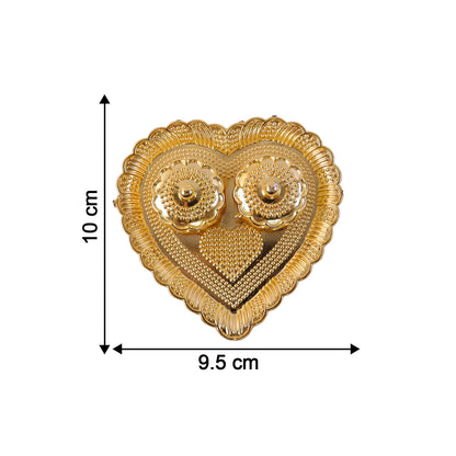 Heart Shaped Kankavati Kumkum Holder, Decorative Golden Roli Chawal Box with Lidded Containers for Puja, Tilak, Home Temple and Festive Rituals (1 Pc)