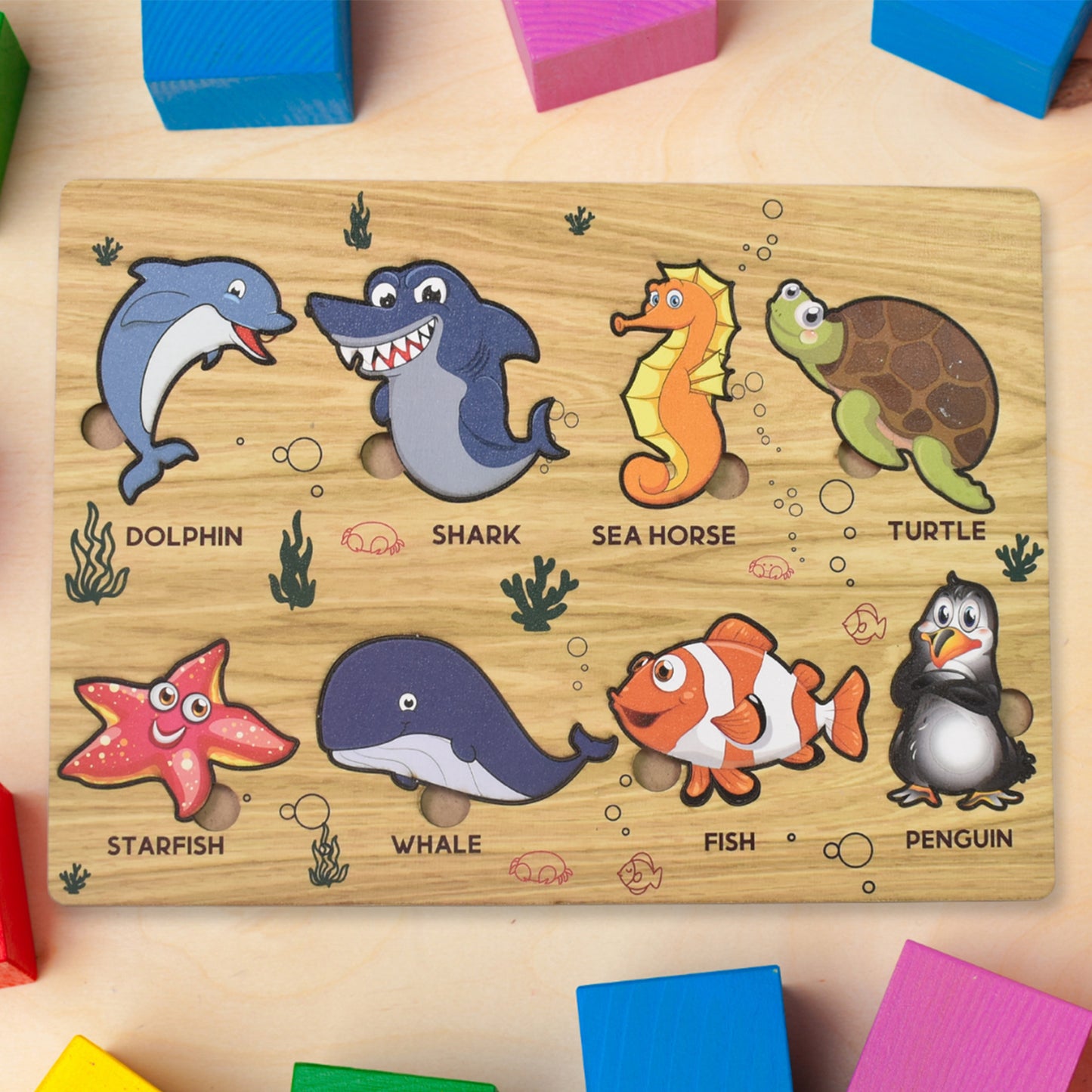 Wooden Puzzle Learning Board For Kids - (1 Pc Mix Design Random)