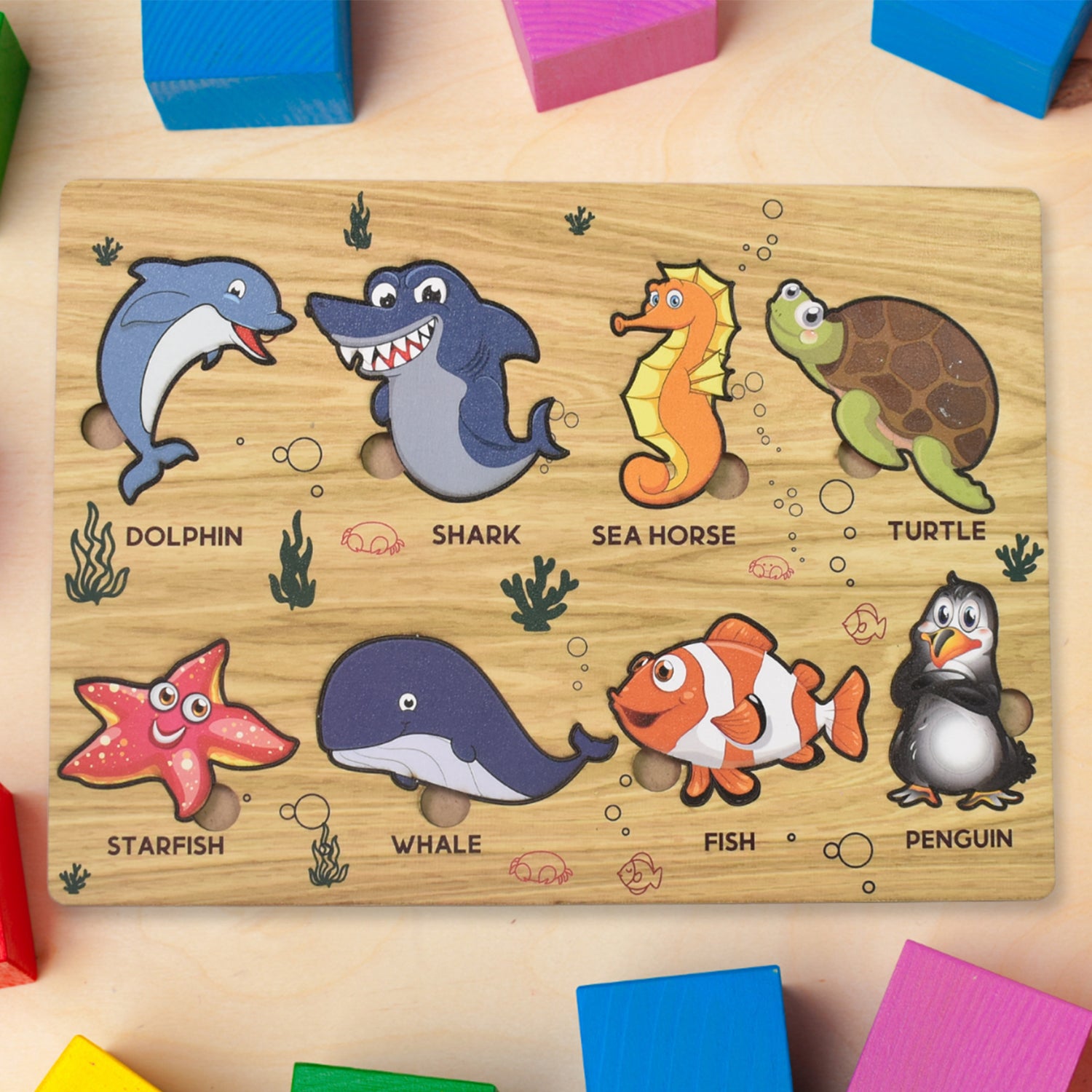 Wooden Puzzle Learning Board For Kids - (1 Pc Mix Design Random)