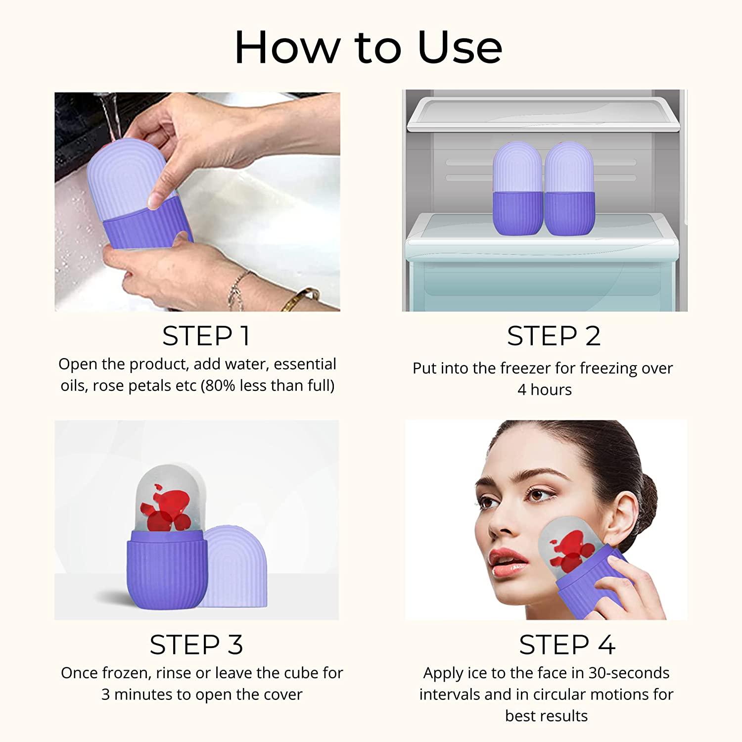 Beauty Ice Roller for Face Massager and Eye Reusable Silicone Facial Roller Purple Color