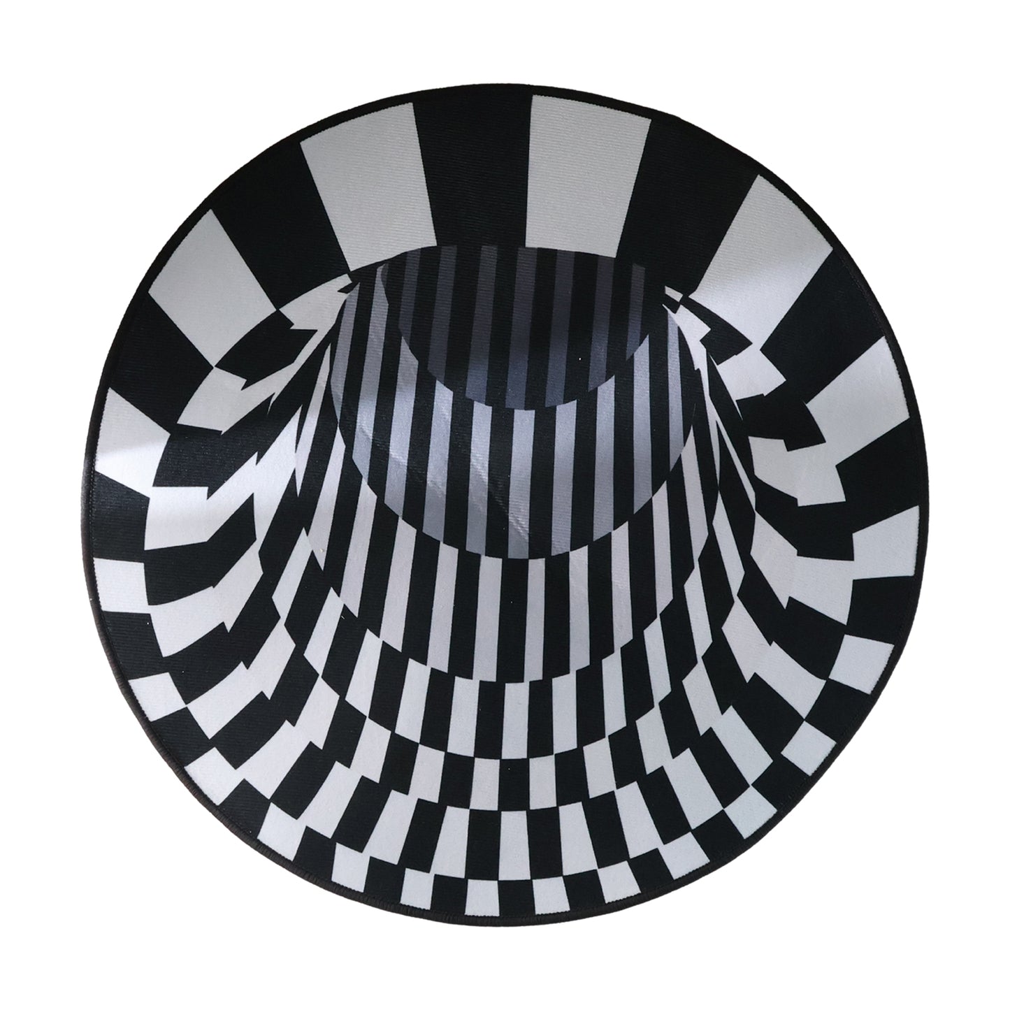 3D Optical Illusion Round Floor Rug / Doormat 60 Cm | Anti-Skid Soft Round Rug with Black & White Checkered Vortex Pattern for Living Room, Bedroom, Entryway & Office Décor (1 Pc)