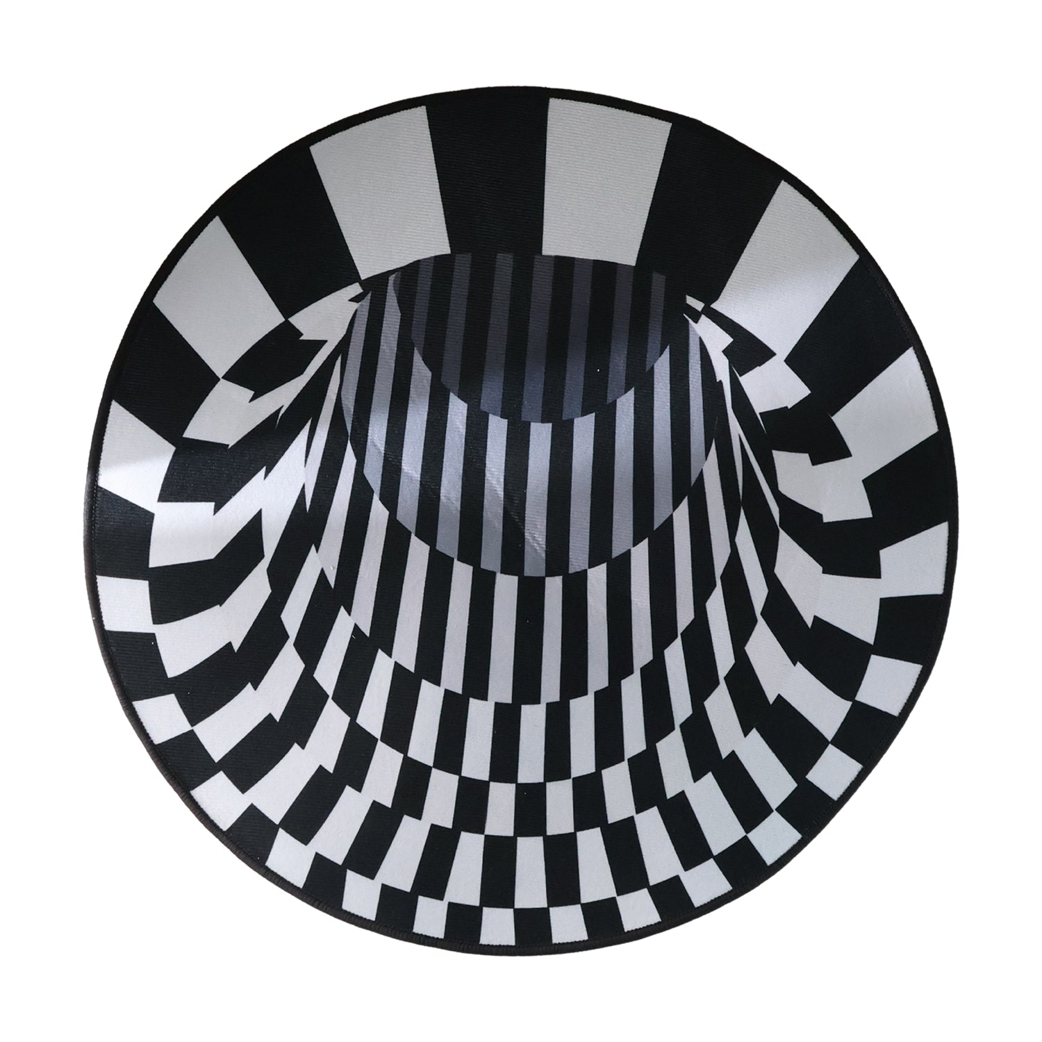 3D Optical Illusion Round Floor Rug / Doormat 60 Cm | Anti-Skid Soft Round Rug with Black & White Checkered Vortex Pattern for Living Room, Bedroom, Entryway & Office Décor (1 Pc)