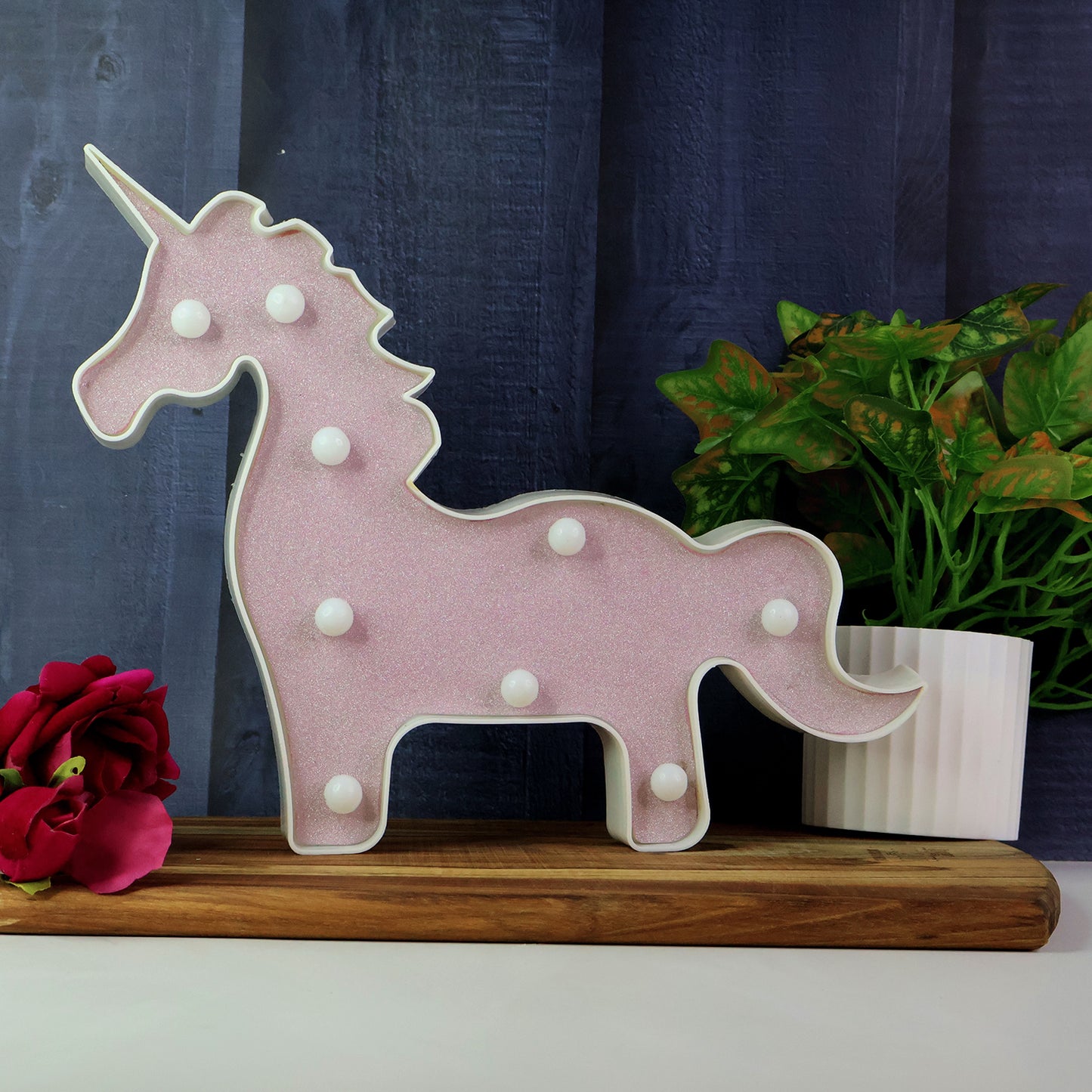 Magical Unicorn Shaped LED Decorative Night Light Battery Operated Marquee Lamp for Kids Room Bedroom Party Home Decoration Wall and Table Decor