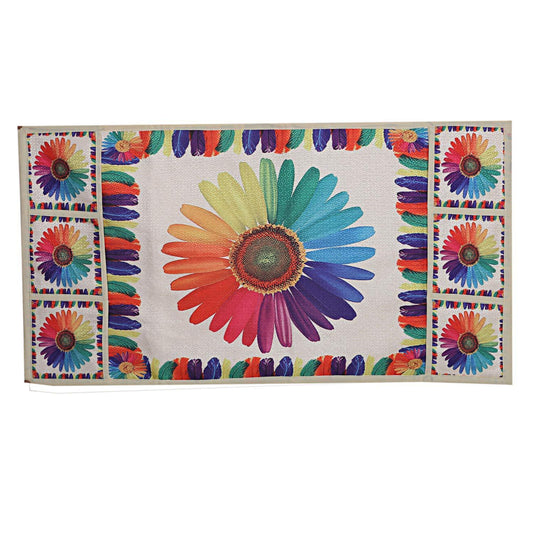 Decorative Kitchen Refrigerator Top Cover Fabric Fridge Dust Cover with Storage Pockets Universal Fit (1 Pc)