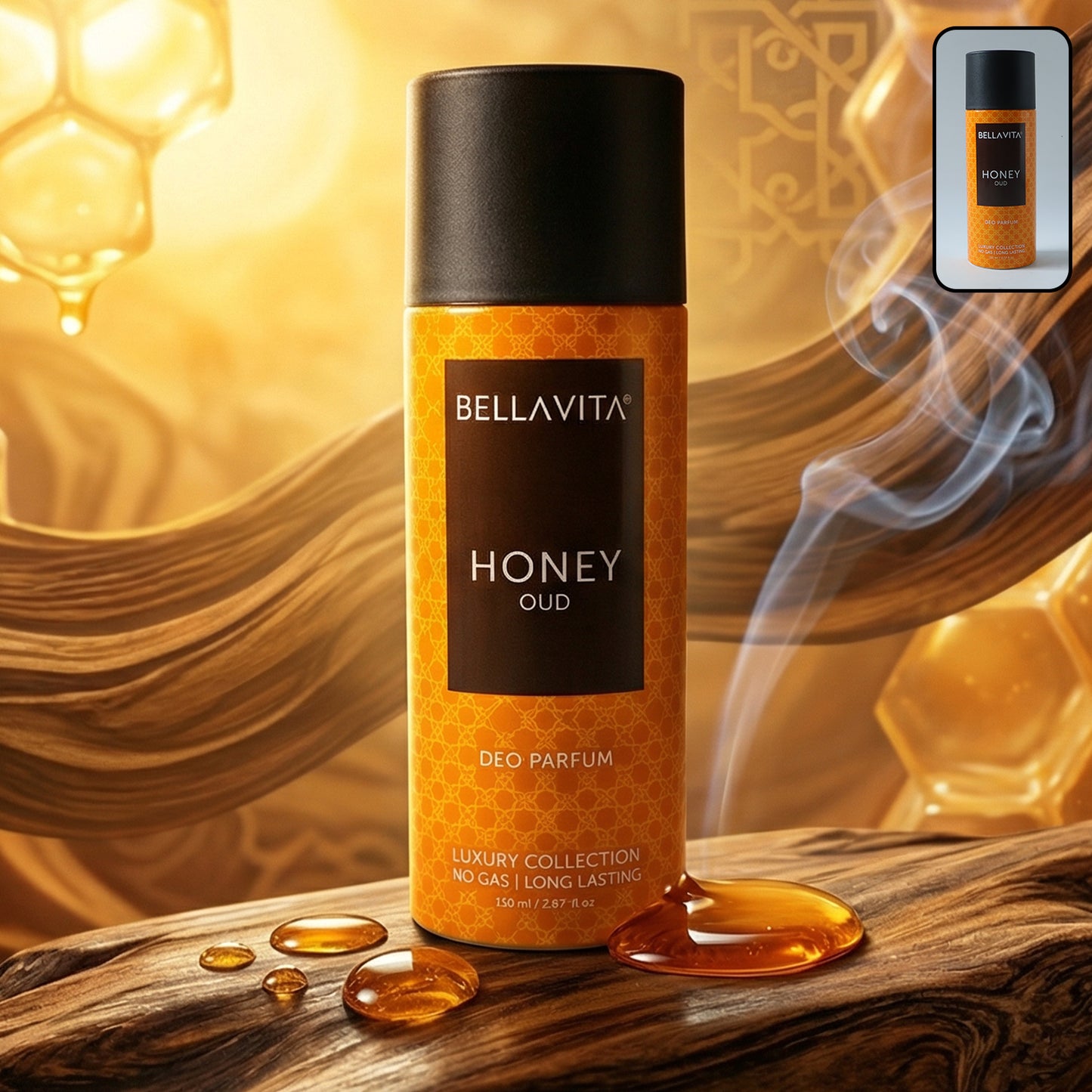 Bellavita Premium Honey Oud Luxury Deo Perfume Body Spray - 150 ML