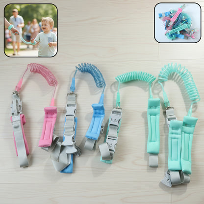 Mix Design Baby Safety Walking Leash with Adjustable Wrist Cuff and Elastic Anti-Lost Coil Strap for Toddlers and Kids – Child Safety Wrist Link for Outdoor Walking, Parks, Malls and Crowded Areas (1 Pc)