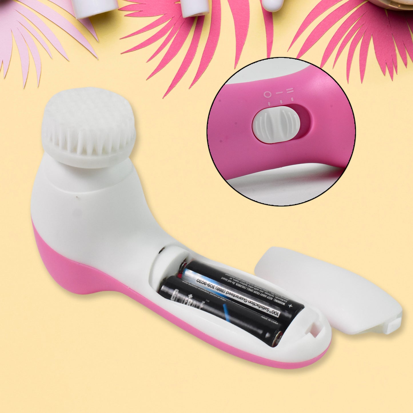 Electric Facial Cleansing Brush and Face Massager – Waterproof Beauty Care Machine for Deep Cleansing, Exfoliation, Blackhead Removal and Skin Massage with 2 AA Batteries Included