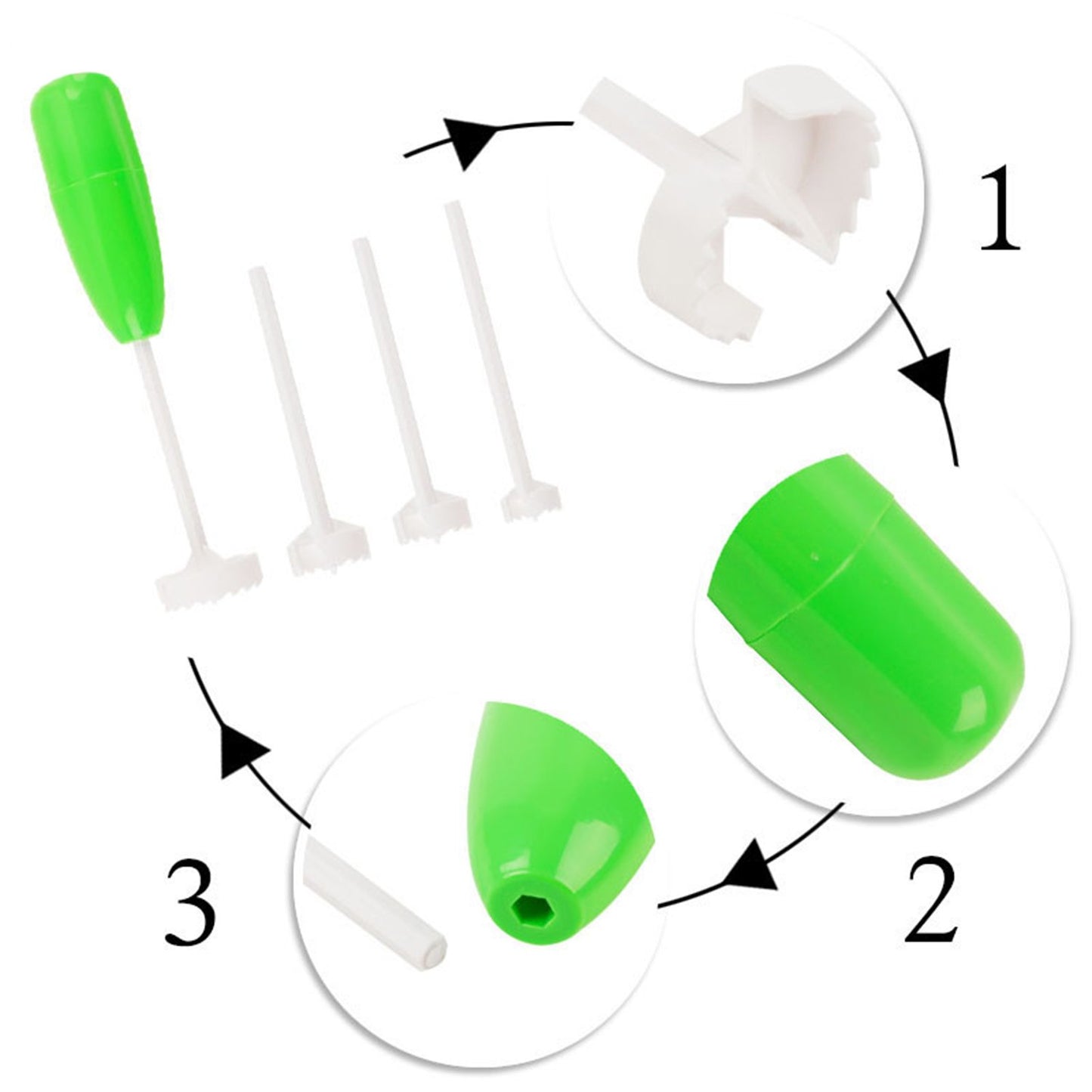 Veg Drill Vegetable Spiralizer and Corer Tool – Stuffed Vegetable Digging and Hollowing Kit with 4 Interchangeable Drill Heads