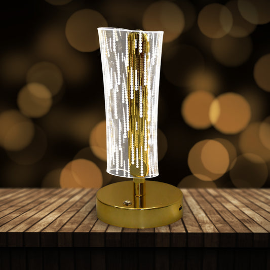 Luxury Crystal Table Lamp (1 Pc) | Elegant Cylindrical LED Design | USB Rechargeable Decorative Lamp