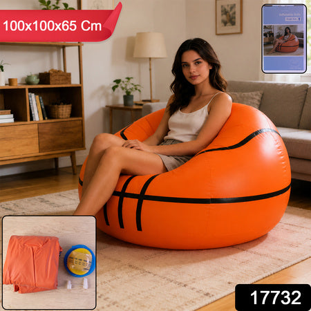 Inflatable Ball Sofa Chair for Kids and Adults, Round PVC Inflatable Lounge Seat for Bedroom, Gaming Room, Playroom and Party Decor