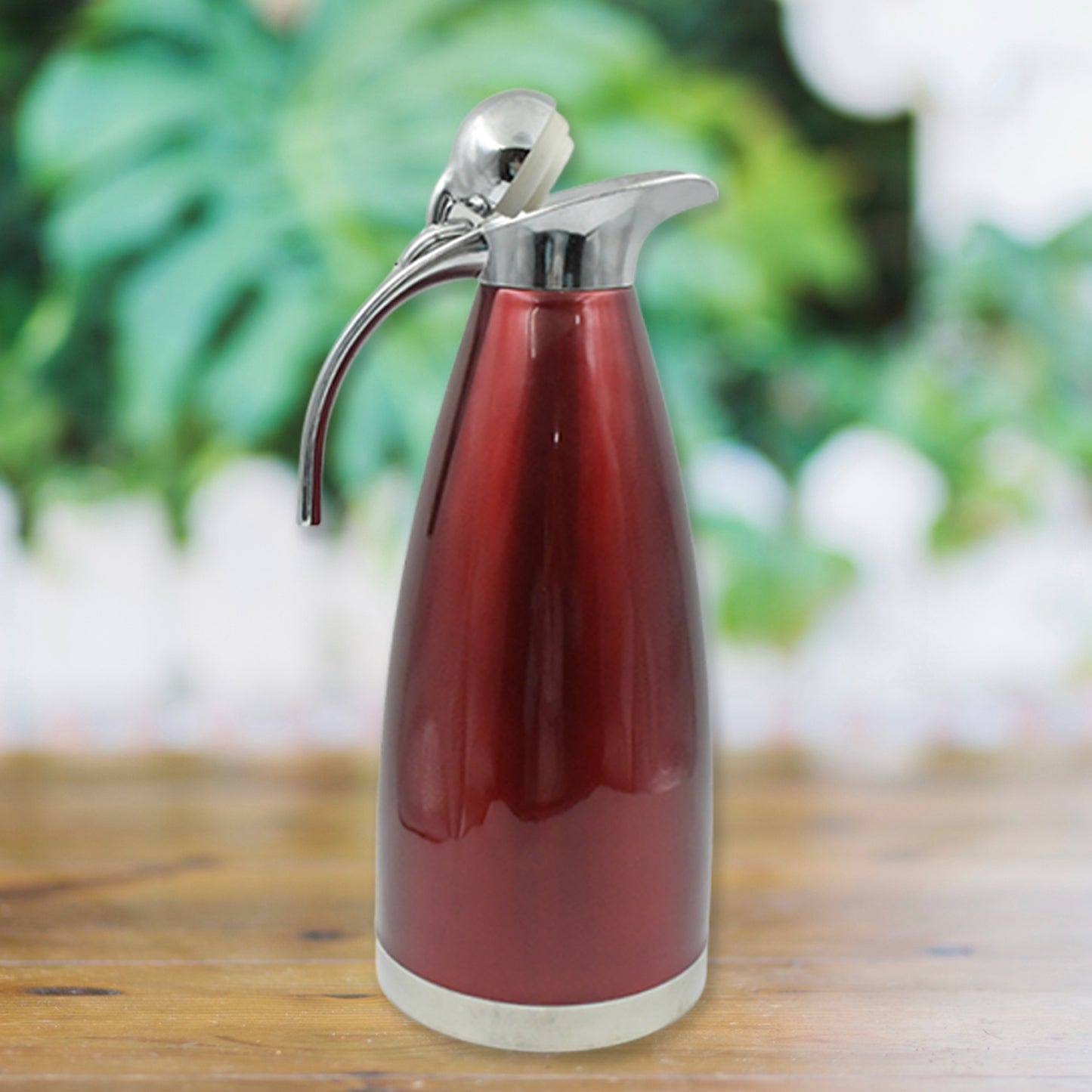 Vacuum Insulated Kettle Jug Stainless Steel Thermo Flask Coffee Tea Milk Beverage Jug with Push Button Lid Double Wall Hot and Cold Serving Pot 2L