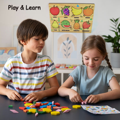 Wooden Fruit Shape Puzzle Board for Toddlers and Kids – Educational Learning Toy for Early Childhood Development